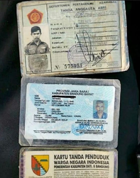 kartu identitas yang menunjukan Tatang adalah veteran tentara