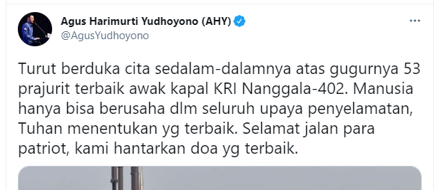 Tangkap layar unggahan Agus Harimurti Yudhoyono (AHY)