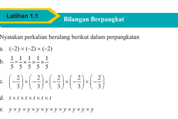 Nyatakan Perpangkatan Berikut Dalam Bentuk Perkalian Berulang