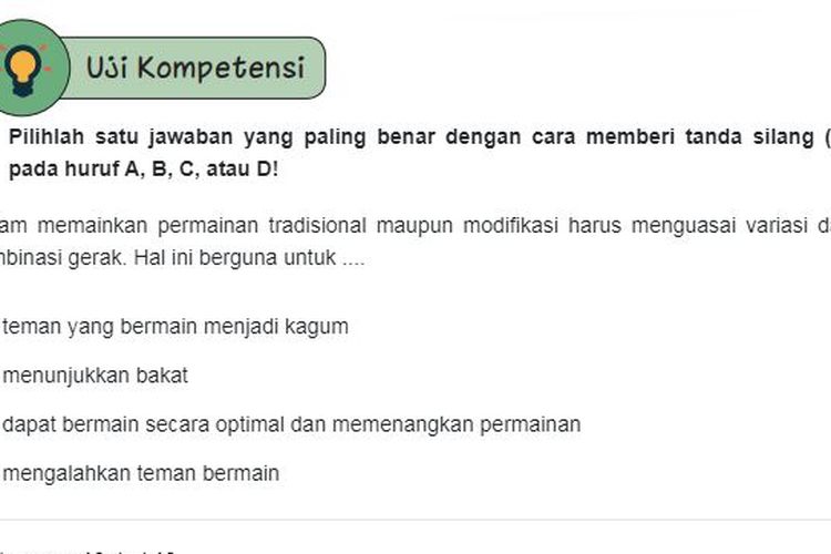 Contoh Modifikasi Permainan Tradisional – Ujian