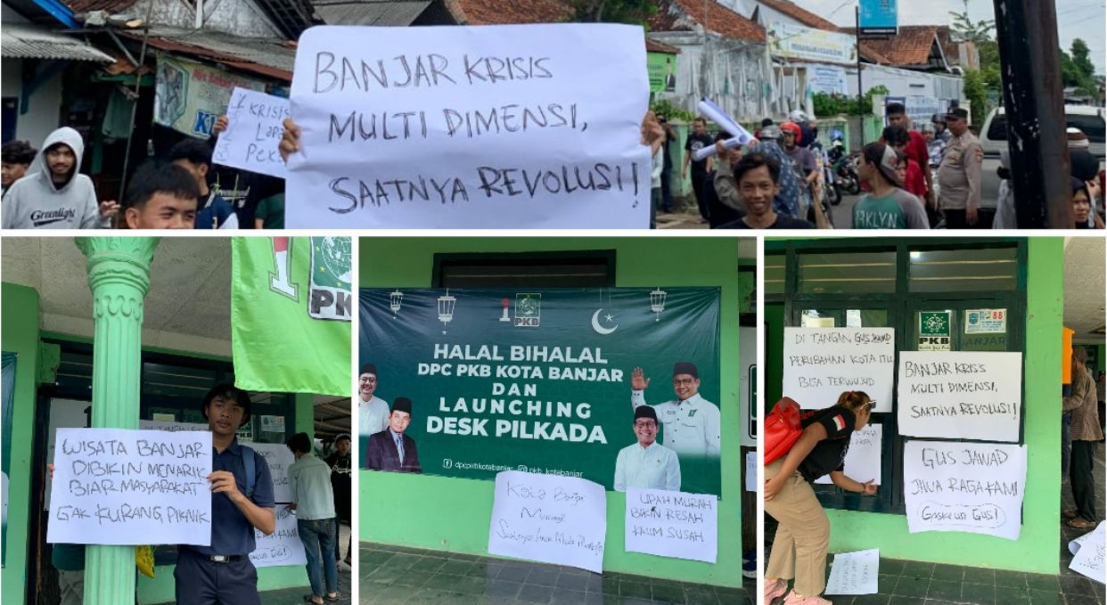 Massa Armada geruduk Kantor DPC PKB Kota Banjar di Jalan M.Hamim Kelurahan Mekarsari, Kecamatan / Kota Banjar, Rabu (26/6/2024).