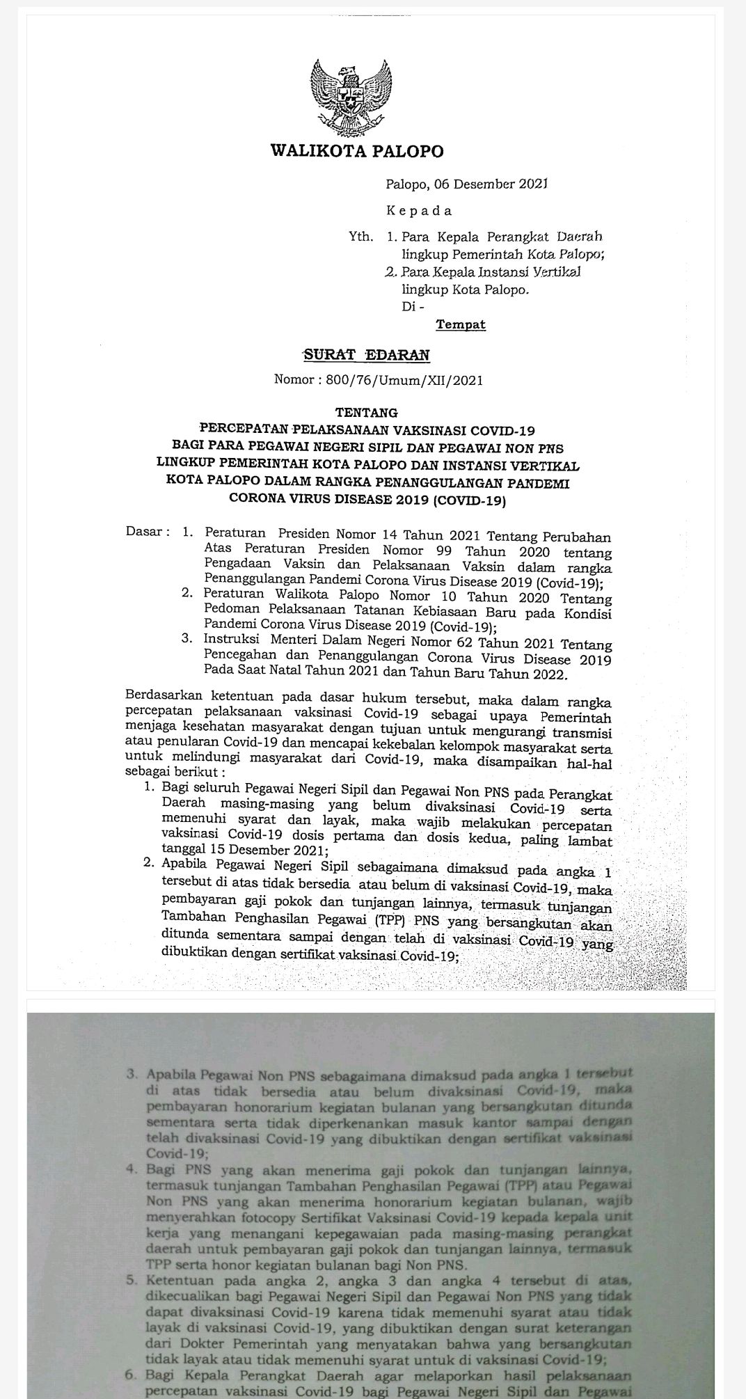 surat edaran Pemerintah Kota Palopo