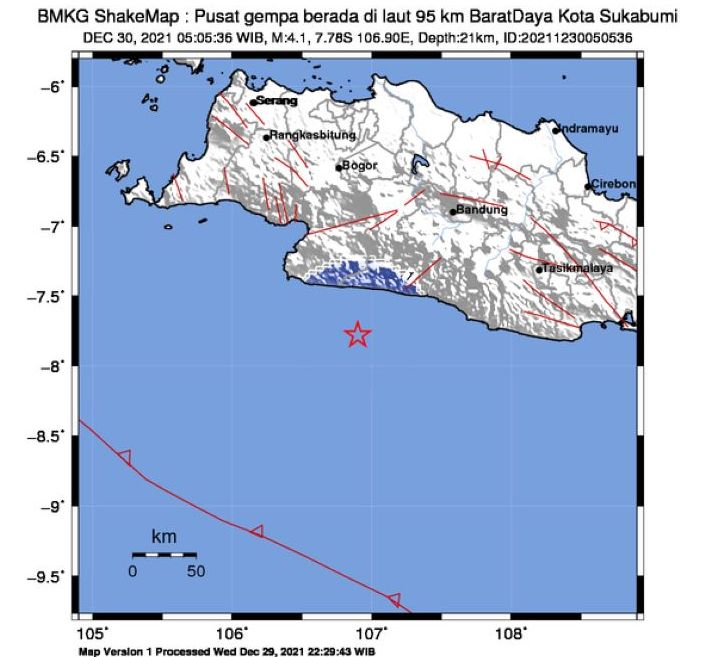 Infografis pusat gempa yang dirasakan masyarakat Kabupaten dan Kota Sukabumi, Jawa Barat pagi ini.