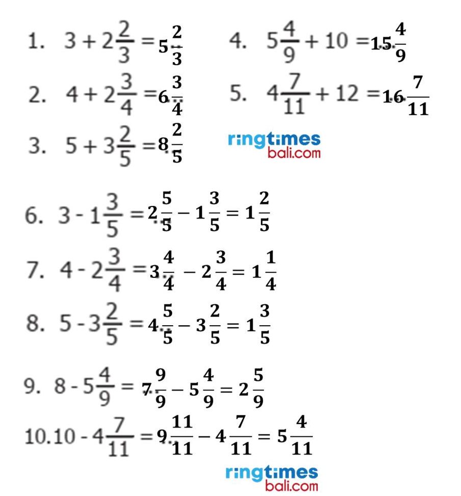 Adik-adik inilah pembahasan kunci jawaban matematika kelas 5 halaman 12 penjumlahan dan pengurangan pecahan campuran dengan bilangan asli, terlengkap 2022.