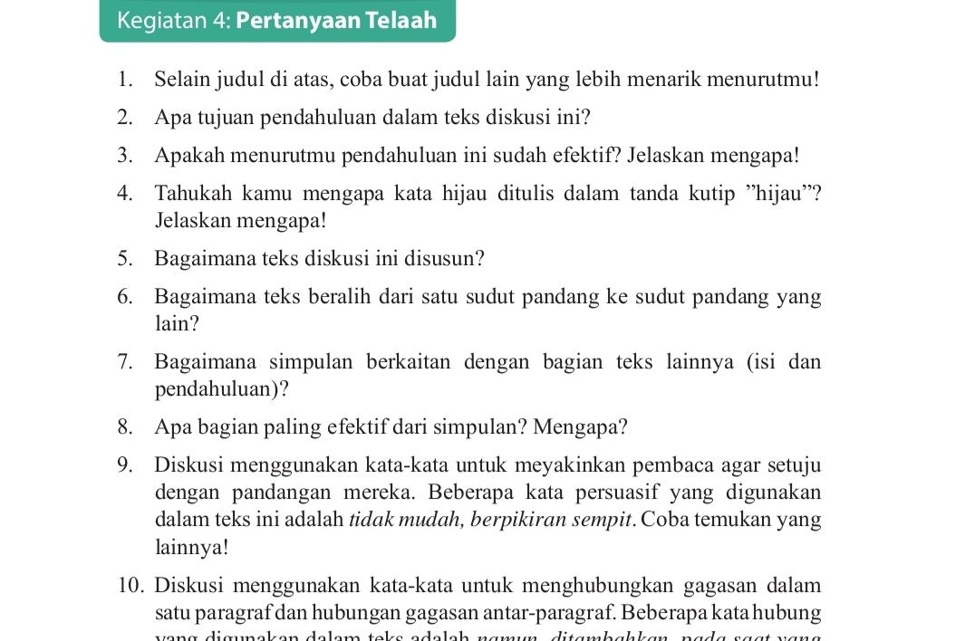 Kunci Jawaban Bahasa Indonesia Kelas 9 Smp Halaman 126 127 Buku Paket Pertanyaan Telaah