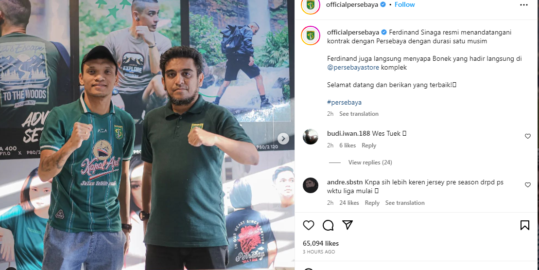 Ferdinand Sinaga resmi berlabuh di Persebya Surabaya