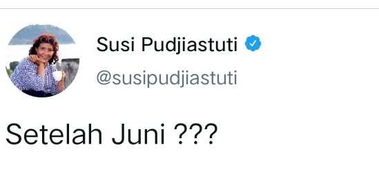 Cuitan Susi Pudjiastuti sebagai respons pernyataan Jokowi soal impor beras. 