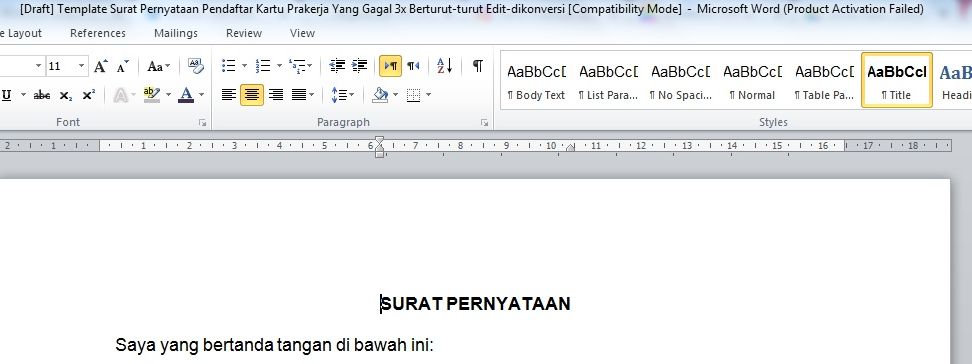 Link Download Surat Pernyataan Gagal 3 Kali Format Doc Untuk Dafttar Prakerja Gelombang 11 Potensi Bisnis