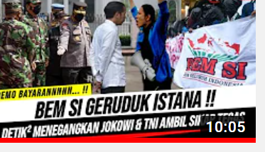 Thumbnail video yang mengatakan Jokowi dan TNI ambil langkah tegas untuk BEM SI