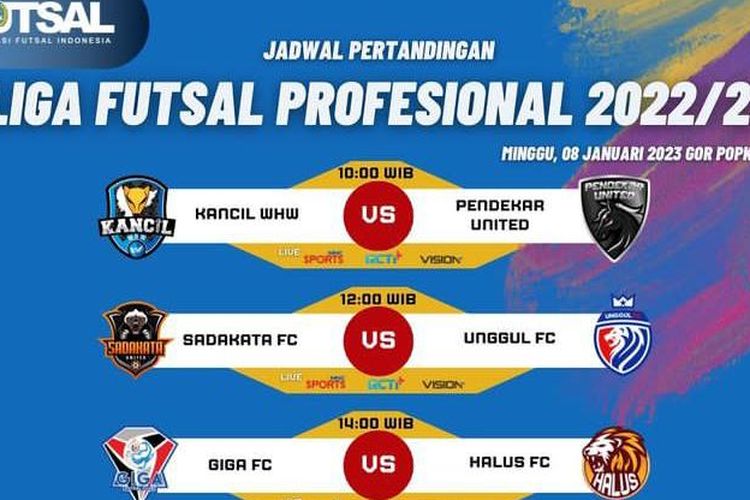 Link Nonton Liga Futsal Profesional Hari Ini Minggu Januari