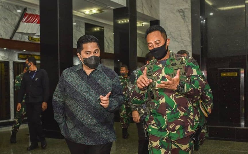 ERICK Thohir menggandeng KSAD Jenderal TNI Andika Perkasa sebagai wakil Komite Pelaksana Penanganan Covid-19 dan Pemulihan Ekonomi Nasional.*