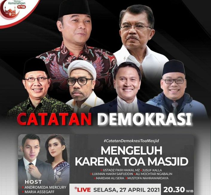 Catatan Demokrasi Bahas Tradisi Bangunkan Sahur Lewat Toa Masjid Mengganggu Lengkap Link Live Streaming Tvone Berita Diy