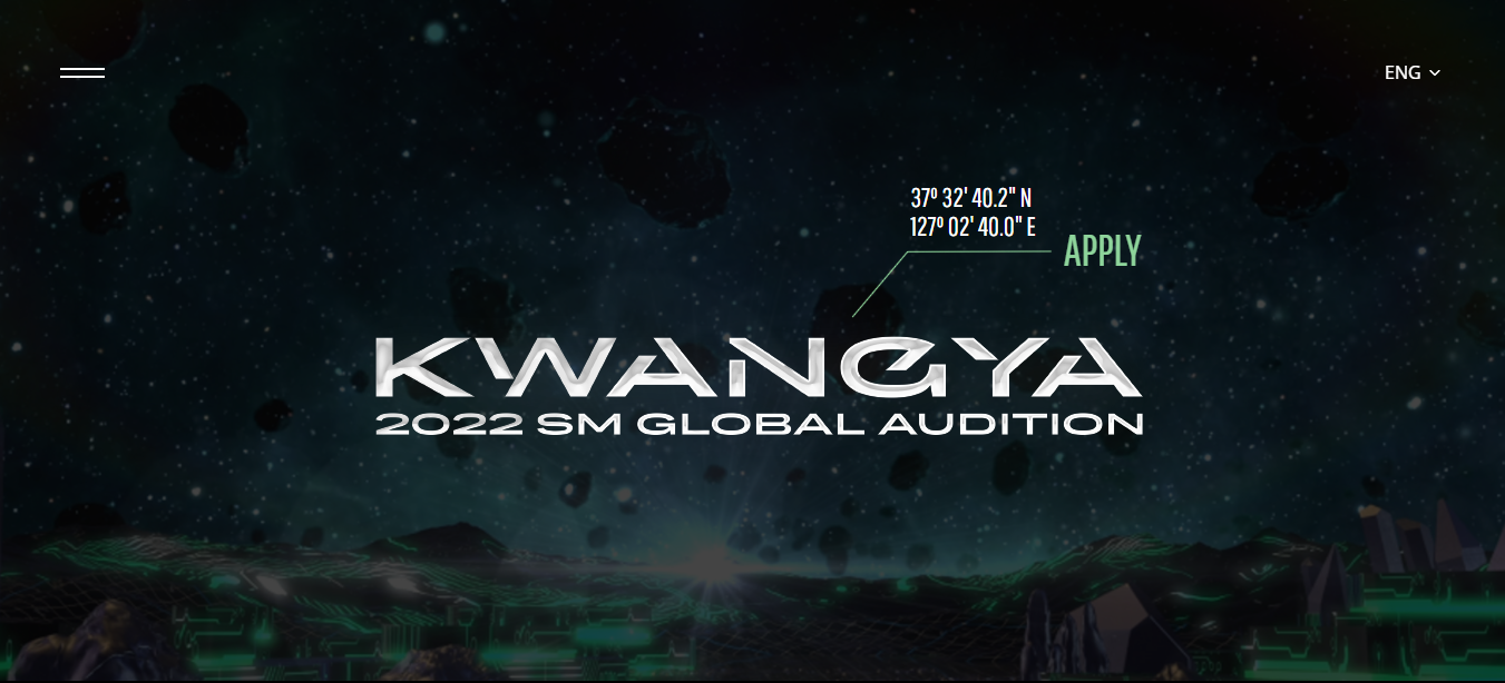 Tampilan beranda pada situs resmi SM GLOBAL AUDITION KWANGYA 2022