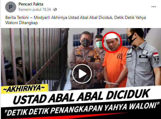Unggahan klaim hoax/Facebook/@Pencari Fakta