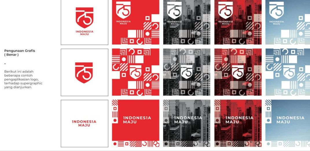 Tangkapan layar pedoman penggunaan logo dan supergrafik desain 75 Dirgahayu Indonesia di surat edaran Mensesneg.