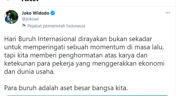 Tangkap layar unggahan Jokowi