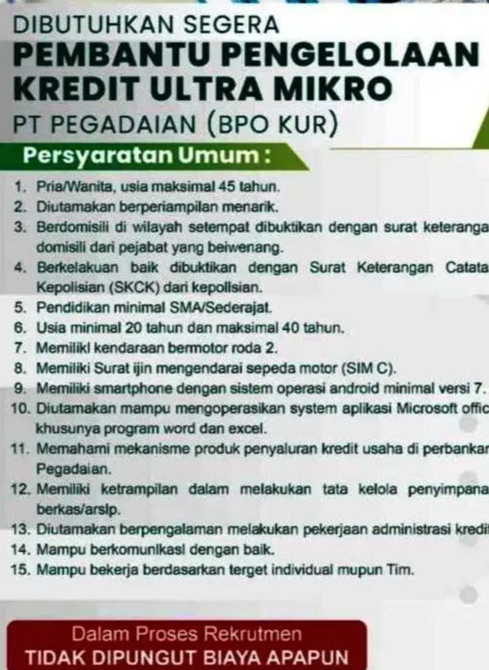 LOKER!! Mau Jadi BPO KUR Pegadaian? Simak Cara Dan Syarat ...