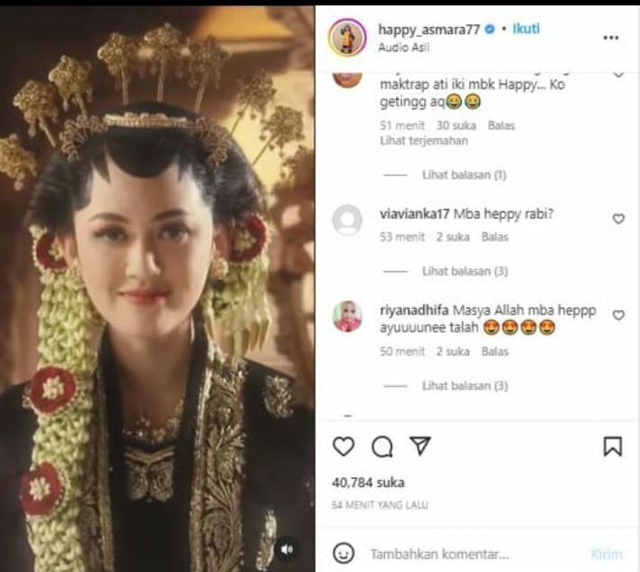 Komentar netizen di unggahan reels IG Happy Asmara. Dok. Instagram @happy_asmara77