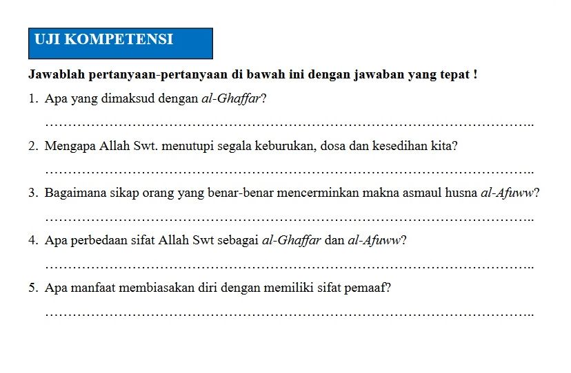 Kunci Jawaban Akidah Akhlak Kelas 6 MI Halaman 24, Mengenal Allah SWT ...