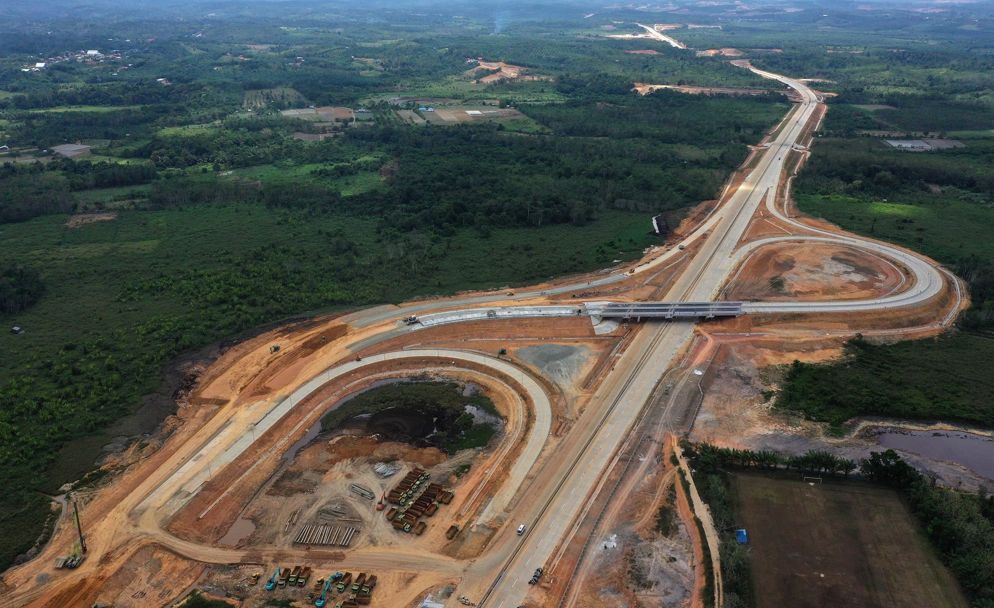 Foto aerial proyek Tol Balikpapan-Samarinda yang akan menjadi salah satu akses masuk ke ibu kota neg