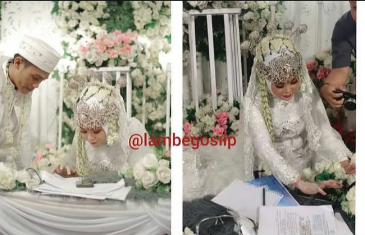 Sebuah video viral memperlihatkan seorang pengantin perempuan langsung ujian online usai akad.