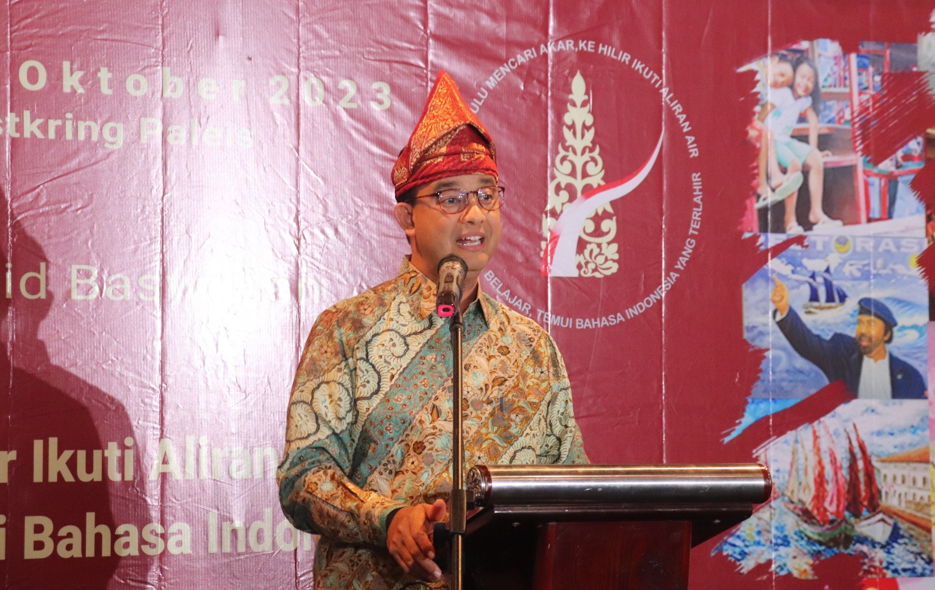 Anies hadiri acara Pameran, Lelang Lukisan dan Orasi Kebudayaan di Menteng, Jakpus. 